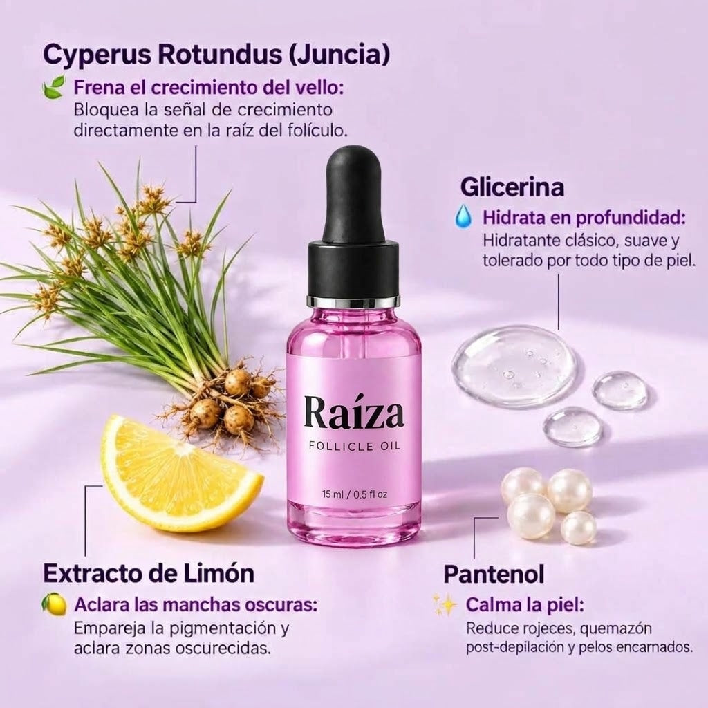 Raíza® - Reductor del crecimiento del vello de origen vegetal.